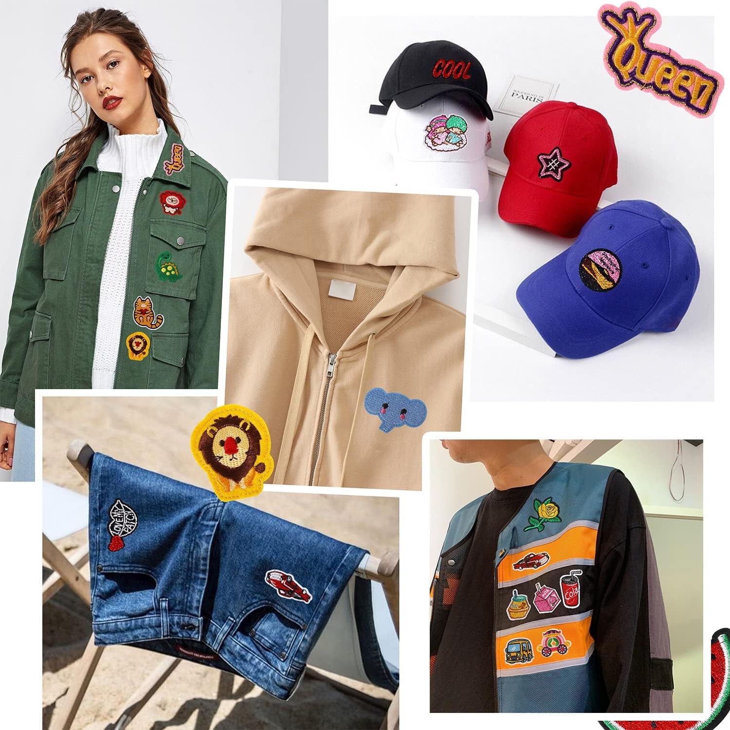 Iron on Patches for Clothing: 100Pcs Random Assorted Styles Funny Patch Repair Embroidered Appliques for Clothes Sew On/Iron on Jackets Backpacks Hat Dress Fabric for DIY Accessories