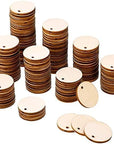 200 Pieces Unfinished Blank Wood Circle Pendants round Disc Circle Wood Pieces round Wooden Disk with Hole Small Wooden Pendant for Craft Decoration Embellishment (Diameter 1 Inch, Aperture 0.08 Inch)