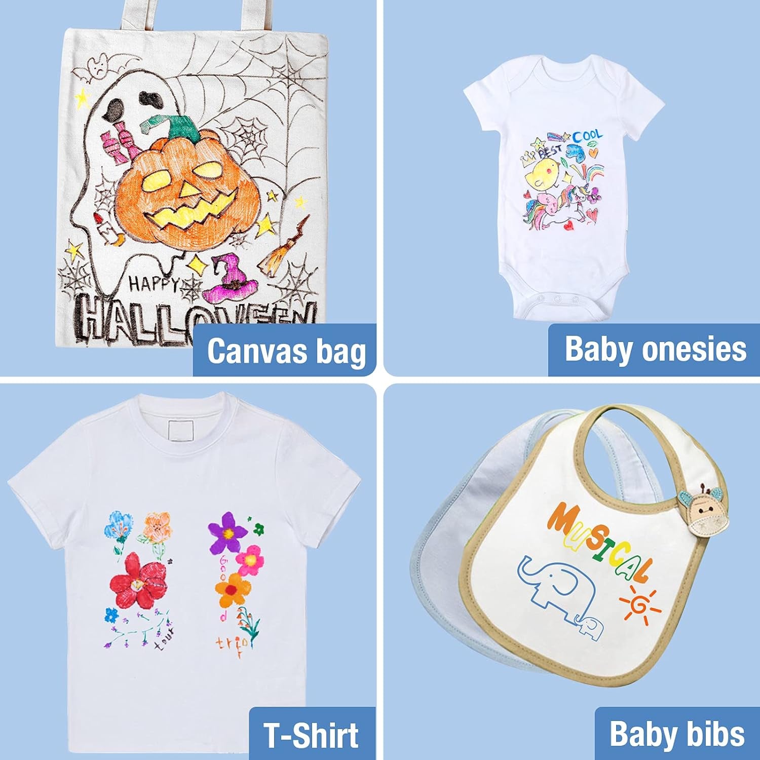 Fabric Markers Permanent for Clothes, 24 Colors Fabric Pens No Bleed, Fine Tip for Kids, Non-Toxic Markers Paint for Tote Bag White Shirt Baby Bibs Shoes