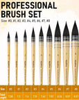 Professional Watercolor Paint Brushes with Nylon Bag, 9 PCS Mop Paintbrush, round Synthetic Squirrel Hair, Bulk Paint Brushes for Watercolor Painting, Gouache, Acrylic, Oil, Wood Color