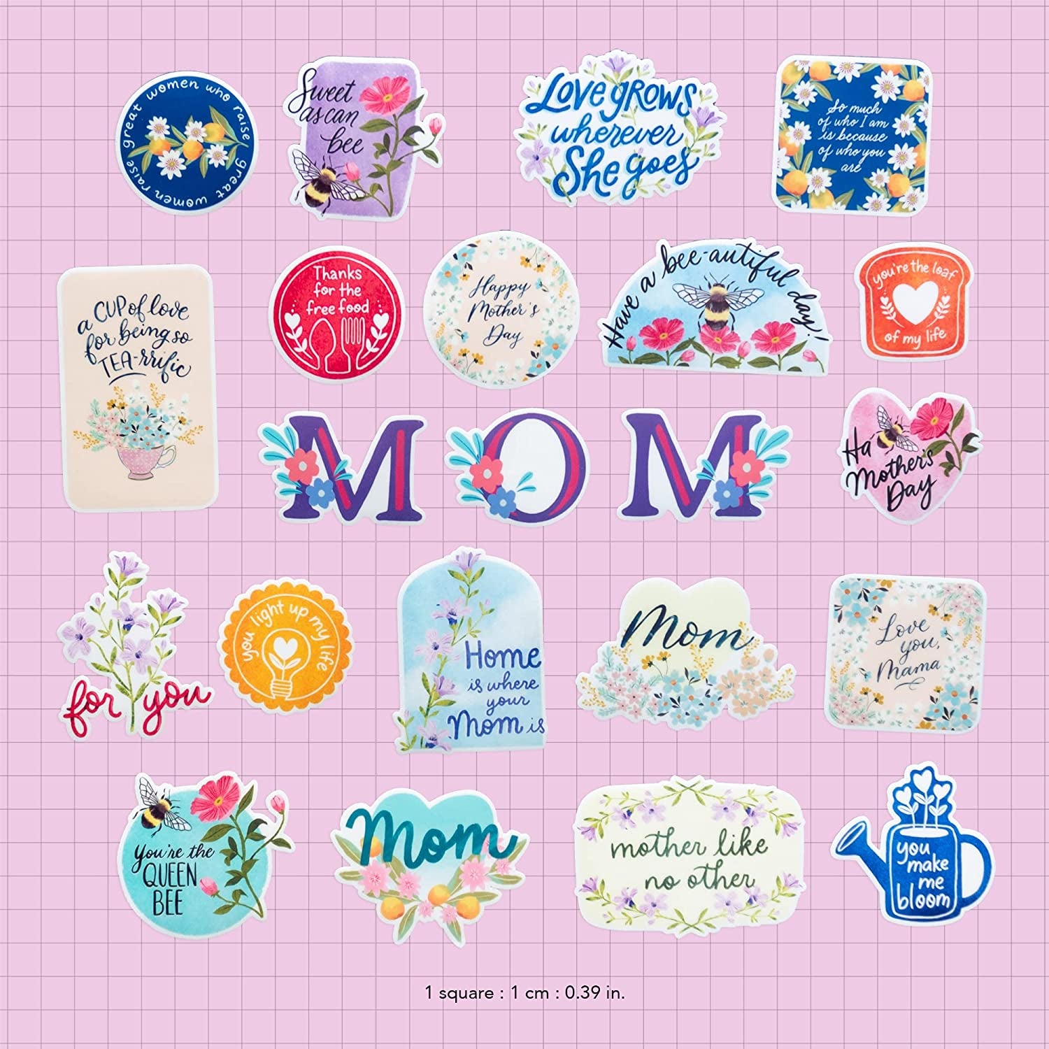 Heartfelt Mother'S Day Stickers (22 Pieces) - Floral Themed, Funny, Waterproof | Mom Stickers for Crafts, Scrapbooks, Water Bottles