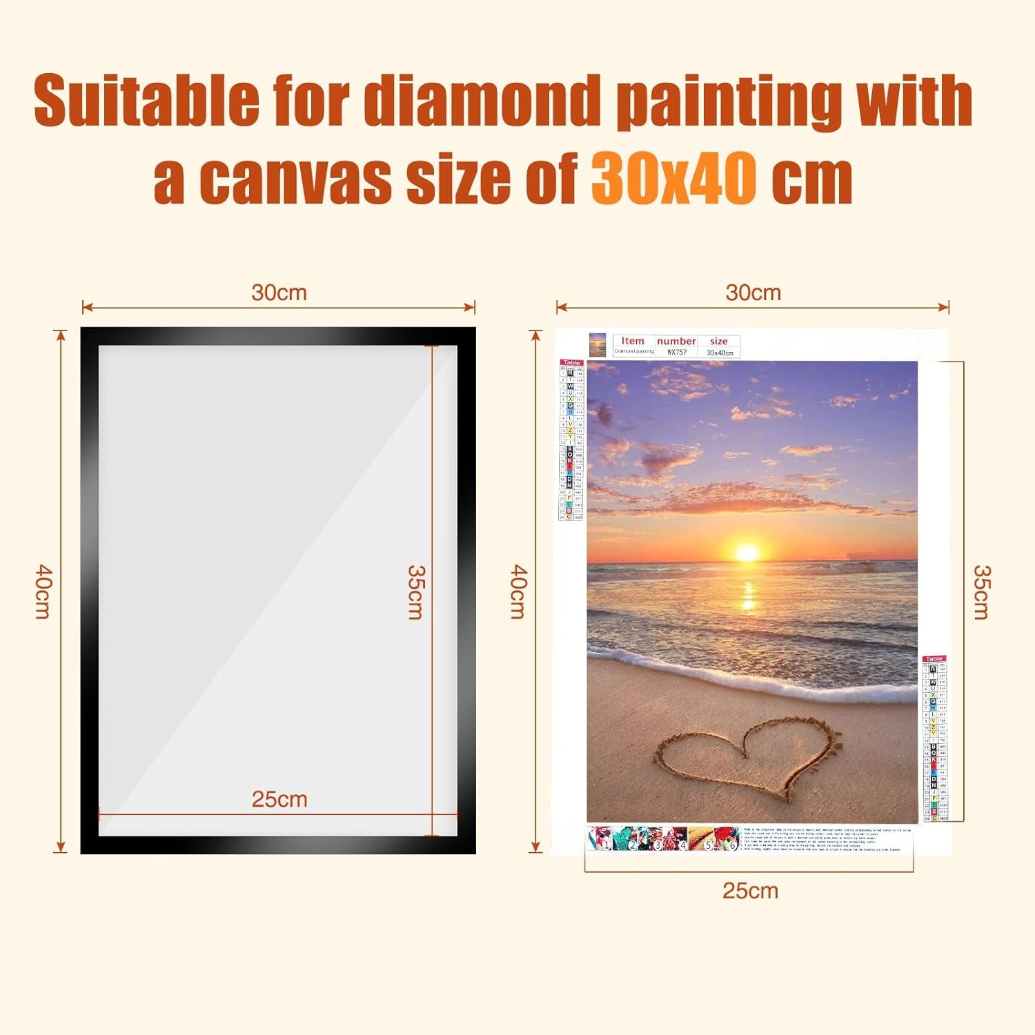 2Pack Diamond Painting Frames, Frames for 12X16In/30X40Cm Diamond Art Canvas, Magnetic Diamond Painting Frame Self-Adhesive, Diamond Art Frames for Wall Window Door (Black)