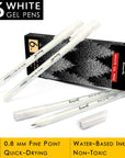 White Gel Pen Set - 0.8 Mm Extra Fine Point Pens Gel Ink Pens for Black Paper Drawing, Sketching, Illustration, Card Making, Bullet Journaling, Pack of 6
