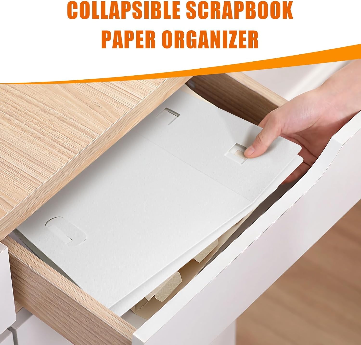 Foldable Scrapbook Paper Storage Organizer, 12X12 Scrapbook Paper Storage, Plastic File Organizer, White, 3 Pack