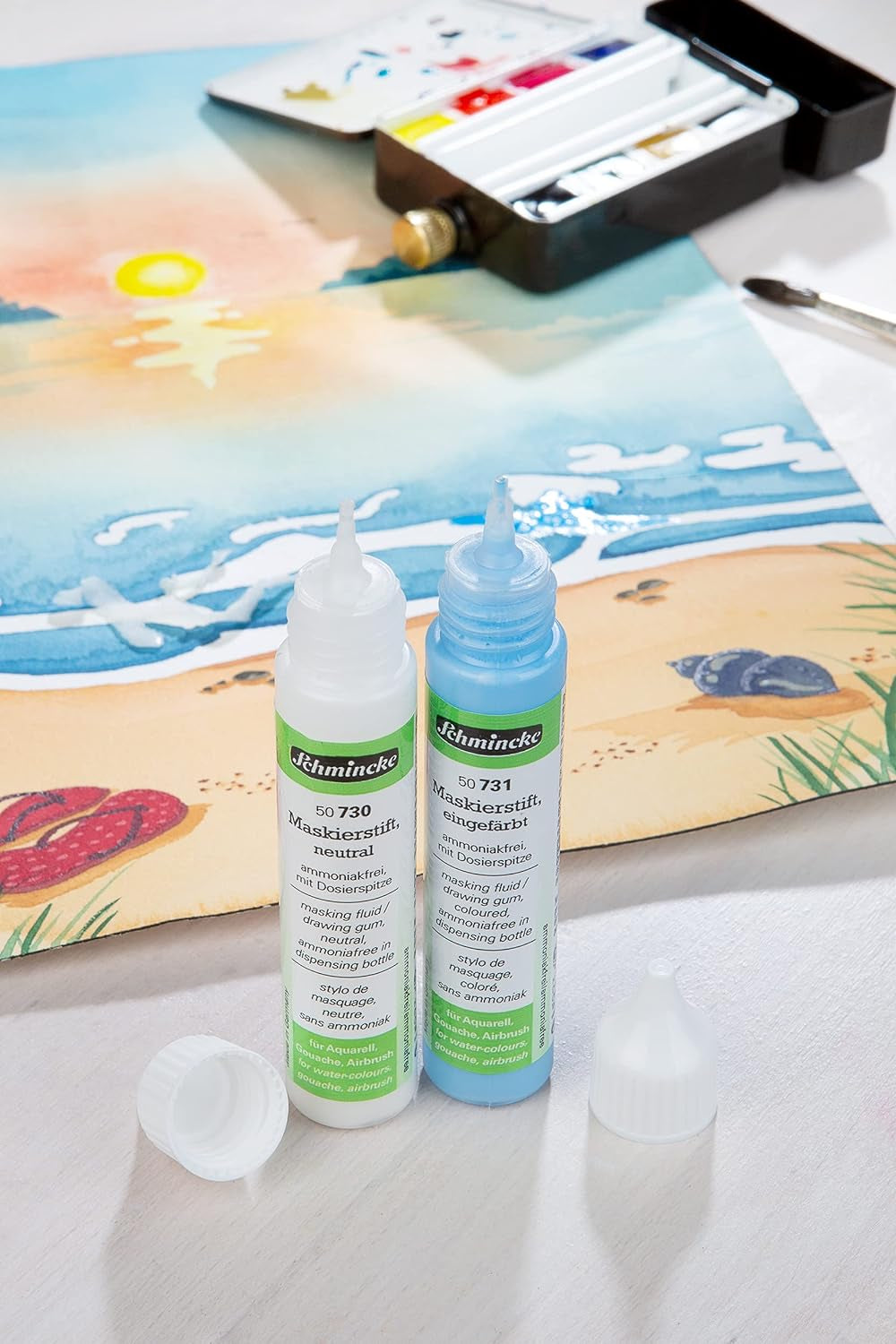 - Masking Pen Colored, 25 Ml, 50 731 005, Dosing Pen, Blue Masking Liquid for Opaque Areas of Paintingson Watercolor Paper, Ammonia-Free