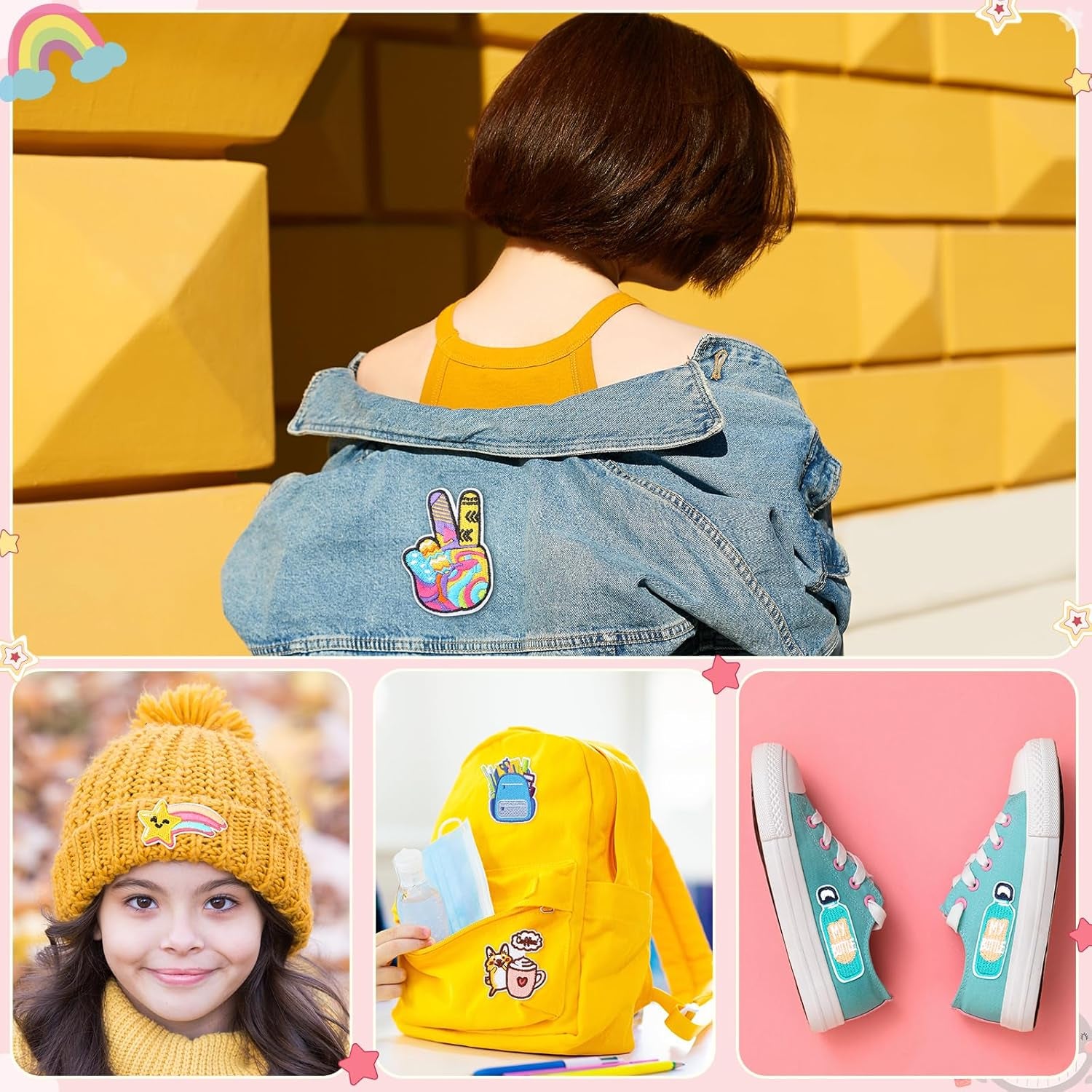 20 Pieces Iron on Hippie VSCO Vintage Patches Appliques Hippie Retro Embroidered Patches Summer Beach Iron on Patches for Backpacks, Jeans, Jackets and Clothes DIY Craft(Novel Style)