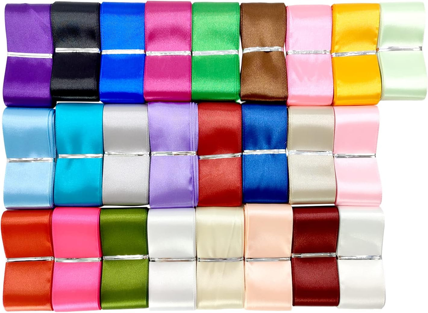1 1/2" Single Face Satin Ribbon Assortment-100 Yards 25 Colors- Fabric Bulk Craft Ribbon for Gift Wrapping, Bow,Craft, Wreath,Binding Blanket (Multi-Color)