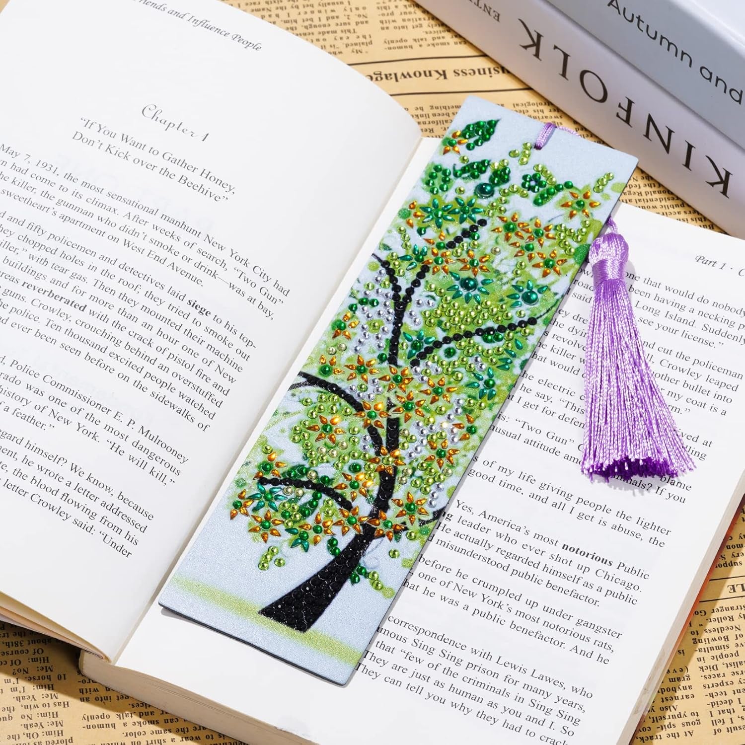 6 Pack Diamond and Painting Bookmark DIY Leather Tassel Bookmark for Adult Beginners Christmas New Year Graduation Birthday Gift 8.3X2.4 Inch
