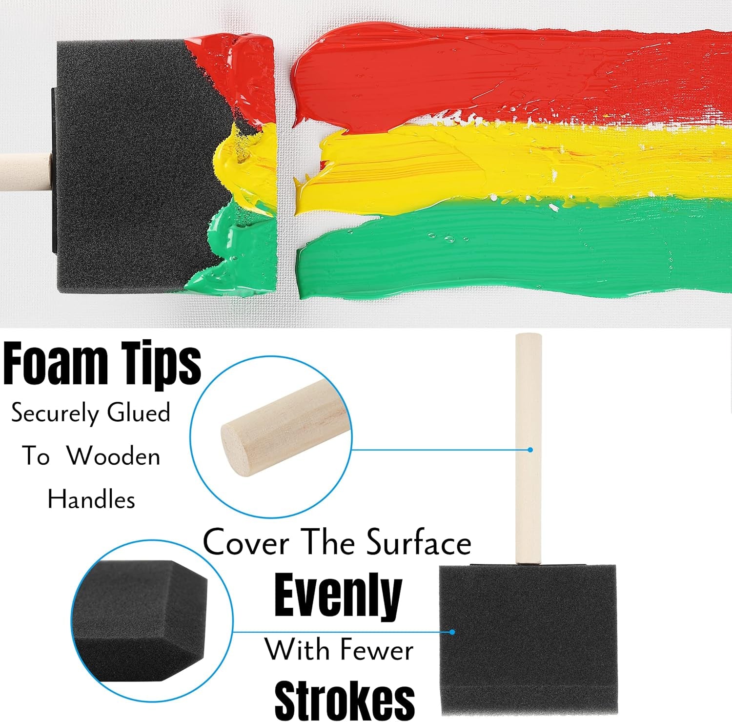 Bates- Foam Paint Brushes, Sponge Brushes, Sponge Paint Brush, Foam Brushes, Foam Brushes for Painting, Foam Brushes for Staining, Paint Sponges, Foam Brushes for Mod Podge (4 Inch)