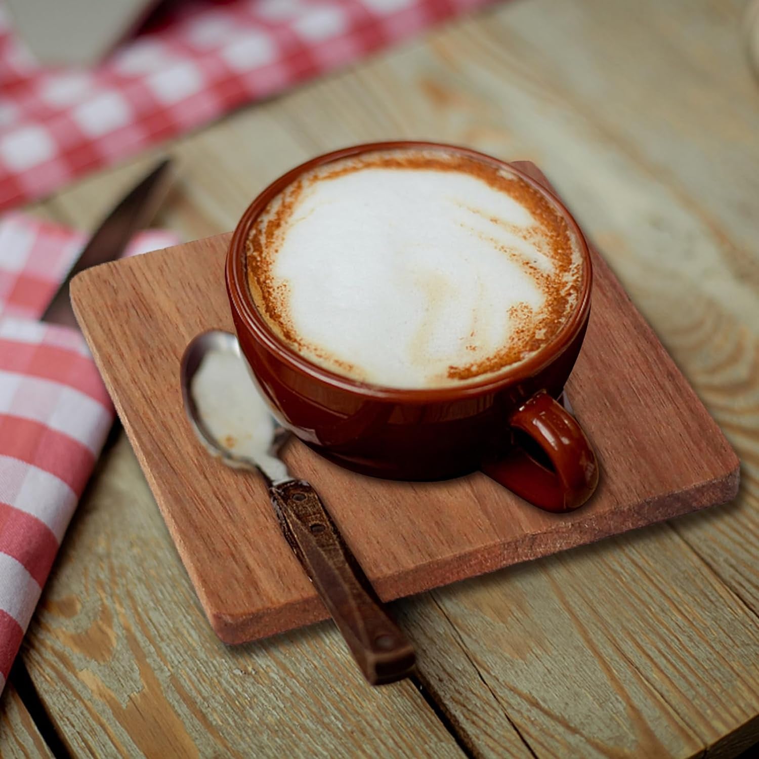 16 Pieces Unfinished Wood Coasters, 4 Inch Square Acacia Wooden Coasters for Crafts with Non-Slip Silicon Dots for DIY Stained Painting Wood Engraving Home Decoration