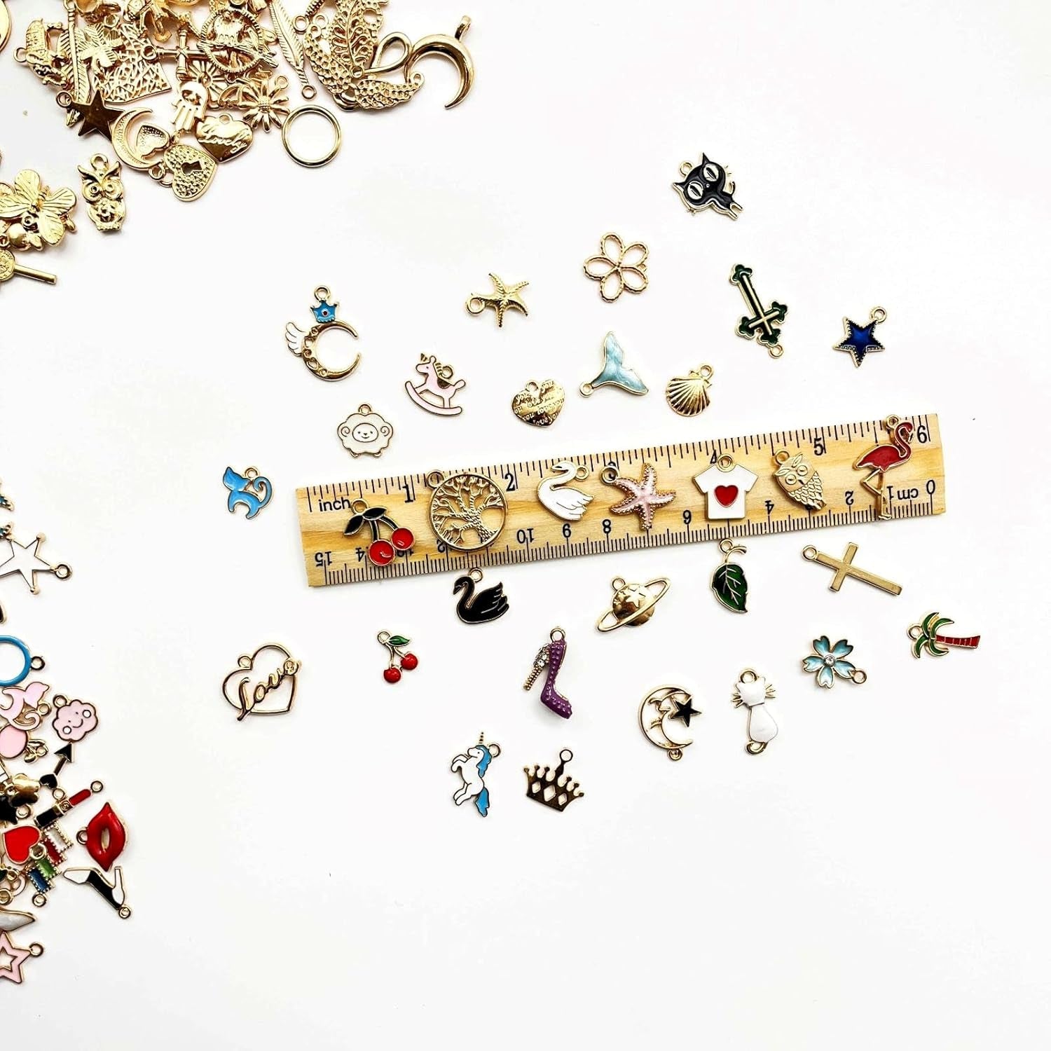 200Pcs Mixed Gold Plated Enamel Charms for Jewelry Making - Also Includes 52Pcs Letter Pendants, 400Pcs Jump Rings and 100Pcs Lobster Clasps for Necklaces,Bracelets,Earrings,Diy Crafting