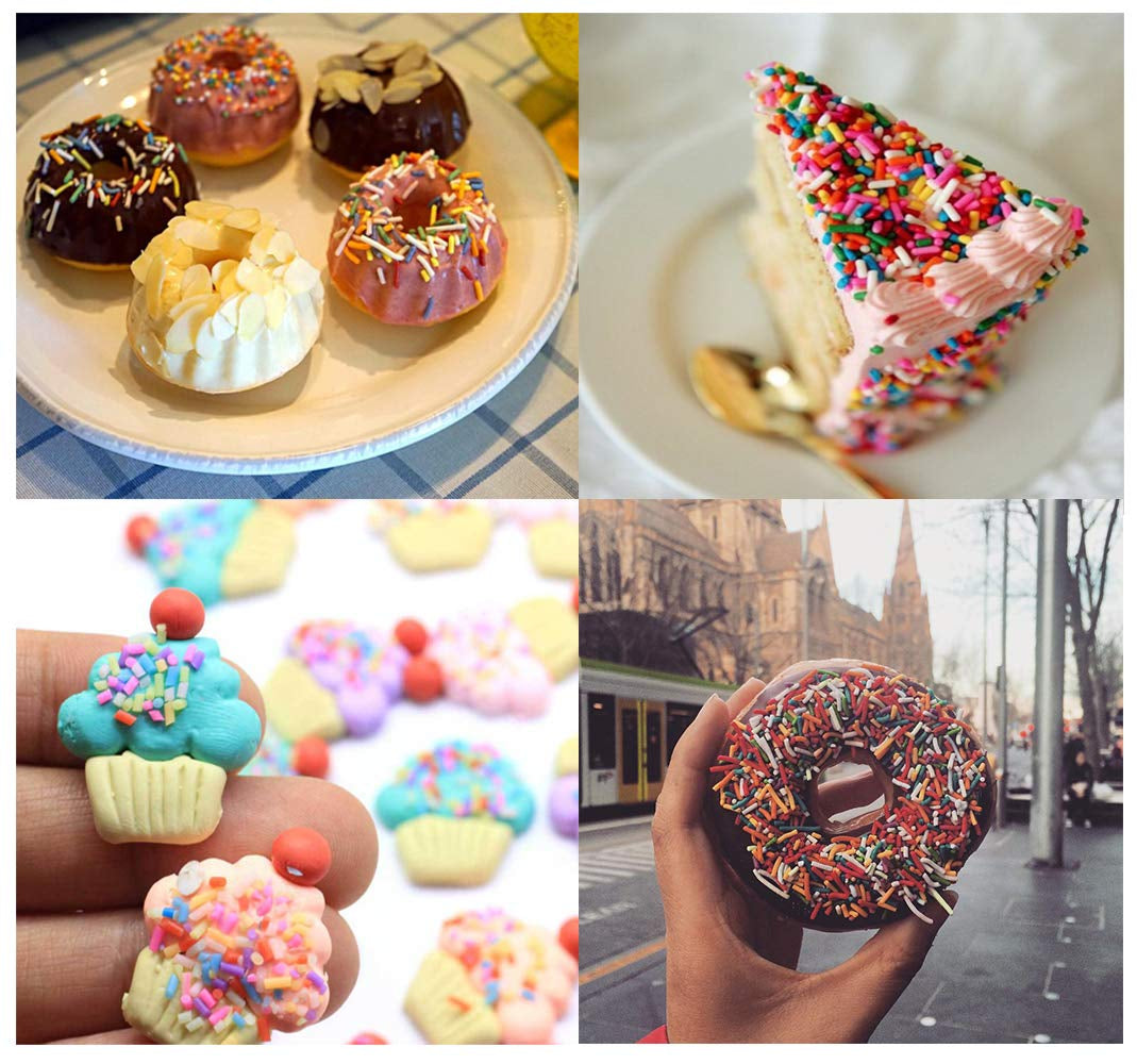 Fake Sprinkles Polymer Sprinkles Faux Sprinkles Resin Sprinkles Clay Sprinkles for Resin Fake Candy Sprinkles for Nail Art DIY Crafts Cake Phone Case(10 Colors-120G)