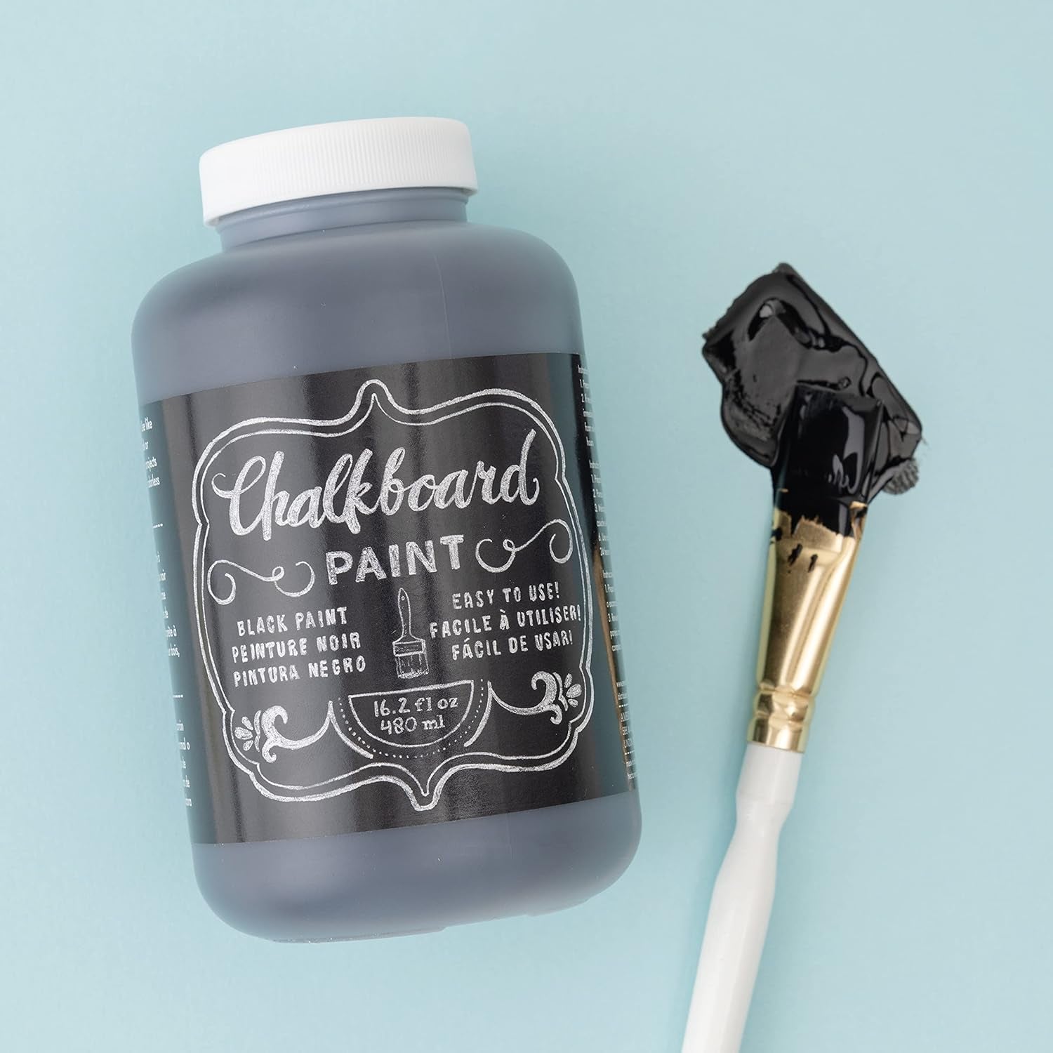Chalkboard Paint Black, 16 Oz, Use for Walls, Doors, Paper, Wood, and More, Perfect for Cards, Decorations, Party Favors, and More