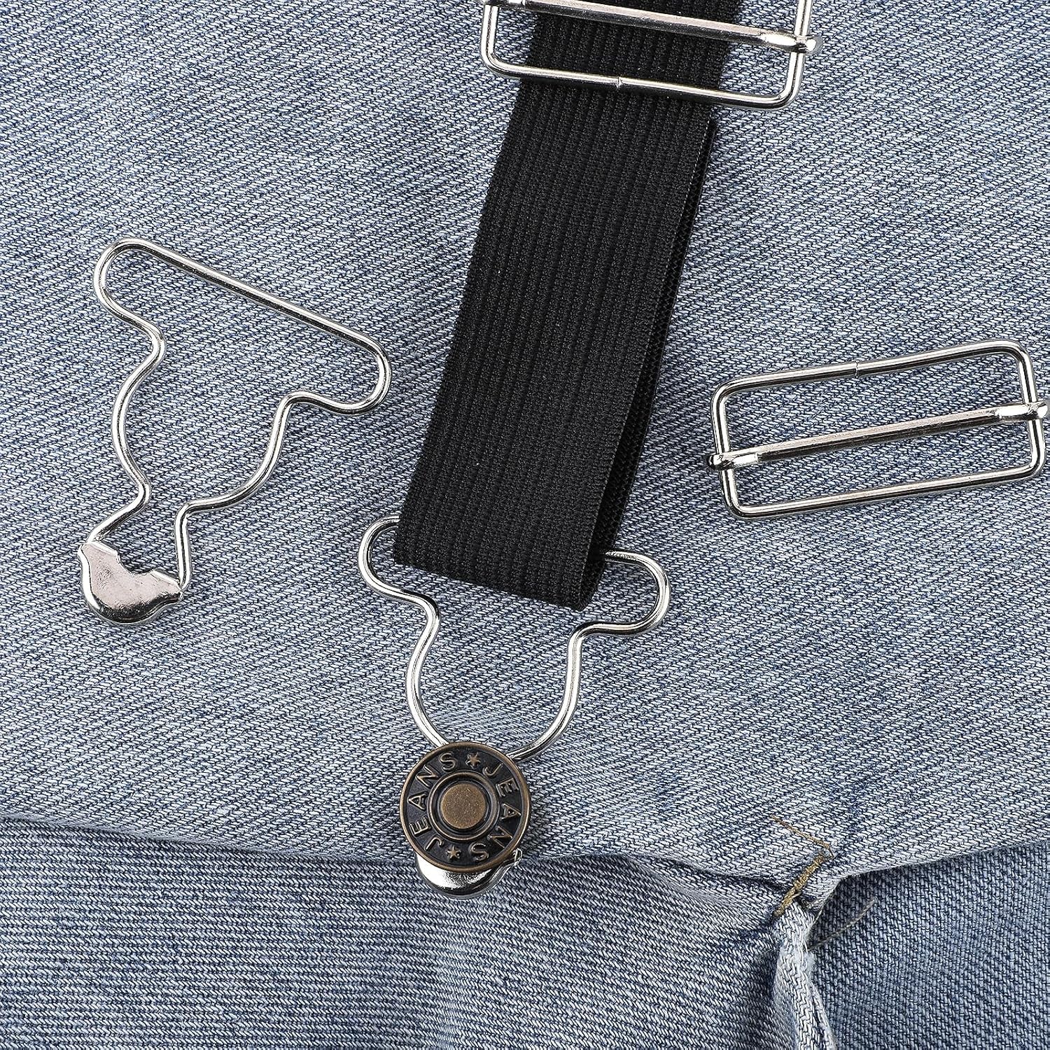 2 Pairs Metal Overall Buckles Suspender Buckle with Rectangle Adjustable Overall Bib Clips Replacement No-Sew Button