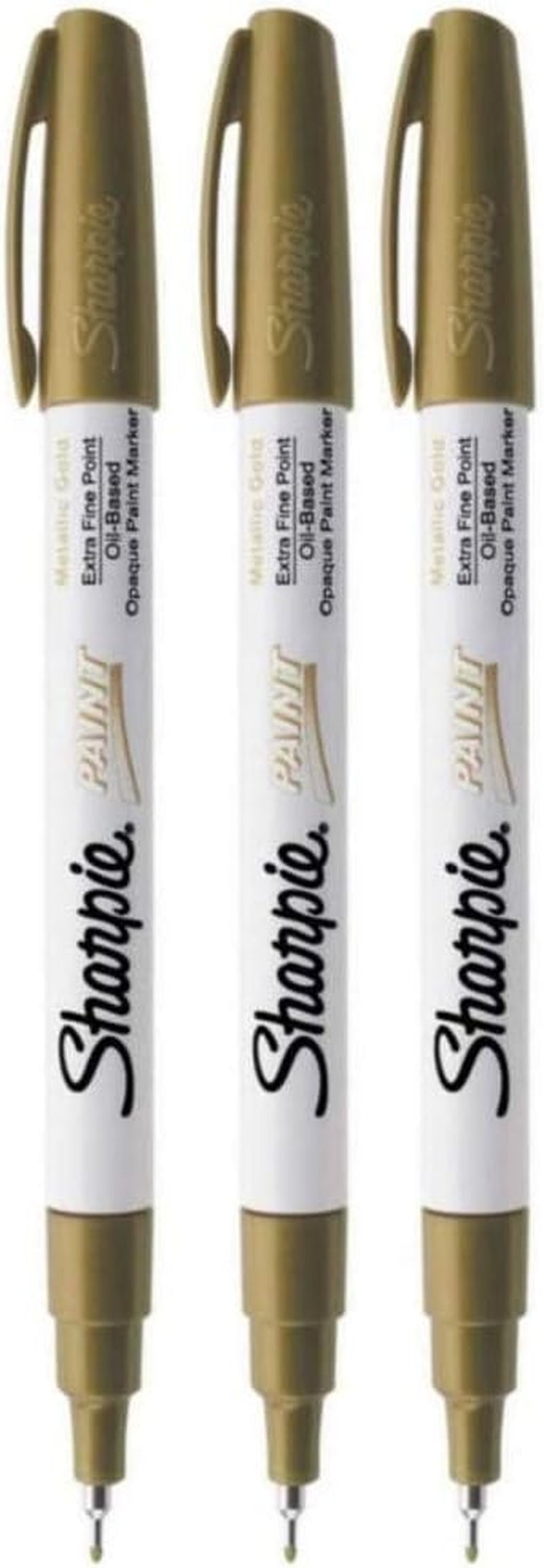 Oil-Based Paint Marker, Extra Fine Point, Gold; Works on Virtually Any Surface - Metal, Pottery, Wood, Rubber, Glass, Plastic, Stone, and More; Pack of 3 (35532)