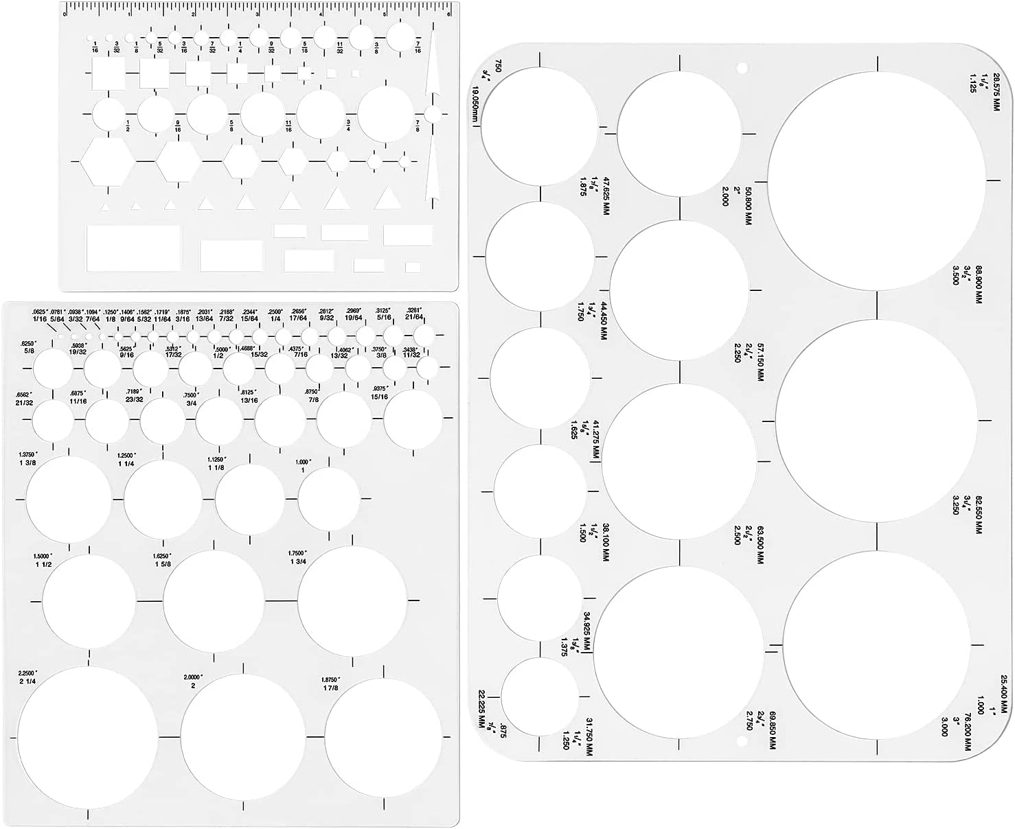 Circle Template Circle round Stencil Templates for Drafting for Office and School Building Formwork Drawings Templates, Large and Small Size, 3 Pack