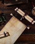 3 Pcs Vintage Blank Paper Scroll 7.28 X 30-32 Inches on Wood Rods Long Aged Scroll Paper Quick Drop Blank Scroll for Writing Drawing, Handwritten Calligraphy