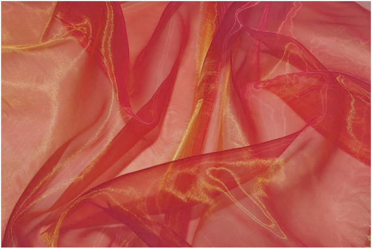 Pack of 25 Yards Long Bridal Solid Sheer Organza Fabric Bolt for Wedding Dress, Fashion, Crafts, Decorations, Backdrop, Christmas Craft Supplies, Silky Shiny Organza Fabrics 44” Wide- Dark Purple