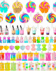 82 Pieces Candy Pendant Charm for Jewelry Making, Includes 24 Resin Candy Pendant, 22 DIY Bear Charms, 14 Gummy Heart Charms, 10 Lollipop Polymer Clay Charms and 12 Milk Tea Ice Cream Charms