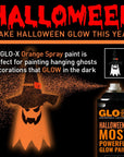 Orange Halloween Glow in the Dark Spray Paint - Make Indoor and Outdoor Halloween Decorations Glow Neon Fluorescent in the Dark - Metal Plastic Fabric