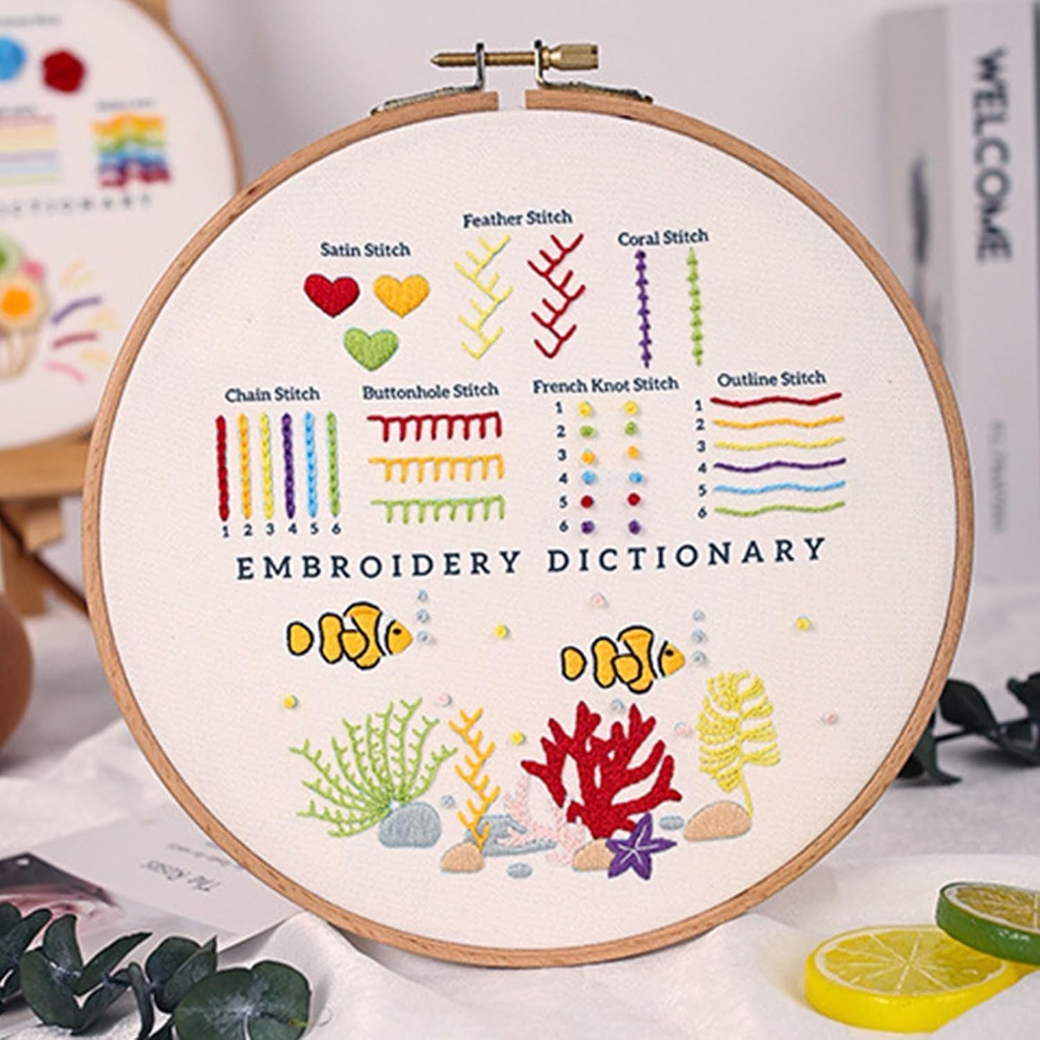 3 Sets Learn to Embroider Kit, Begginer Embroidery Kit for Adults, Embroidery Starter Kit with Patterns, Needles, Ajustable Hoop, Instructions