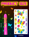 Glow in the Dark Party Supply 20 Sheet (Over 160 Pcs) Glow Temporary Tattoo Stickers,12 UV Neon Light Face Body Crayons Paint Kit for Kid Adult Masquerade Masks Mardi Gras Supplies Neon Favor