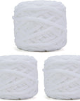 Blanket Yarn 3 Pack of 100G/3.5Oz - White Chenille Yarn 6 Super Bulky - Knitting, Crocheting & Crafts Chunky Yarn