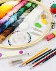 Embroidery Kit 215 Pcs,100 Colors Threads,5 Pcs Embroidery Hoops,3 Pcs Aida Cloth,40 Sewing Pins,Cross Stitch Tools and Embroidery Starter Kit for Adults and Kids Beginners