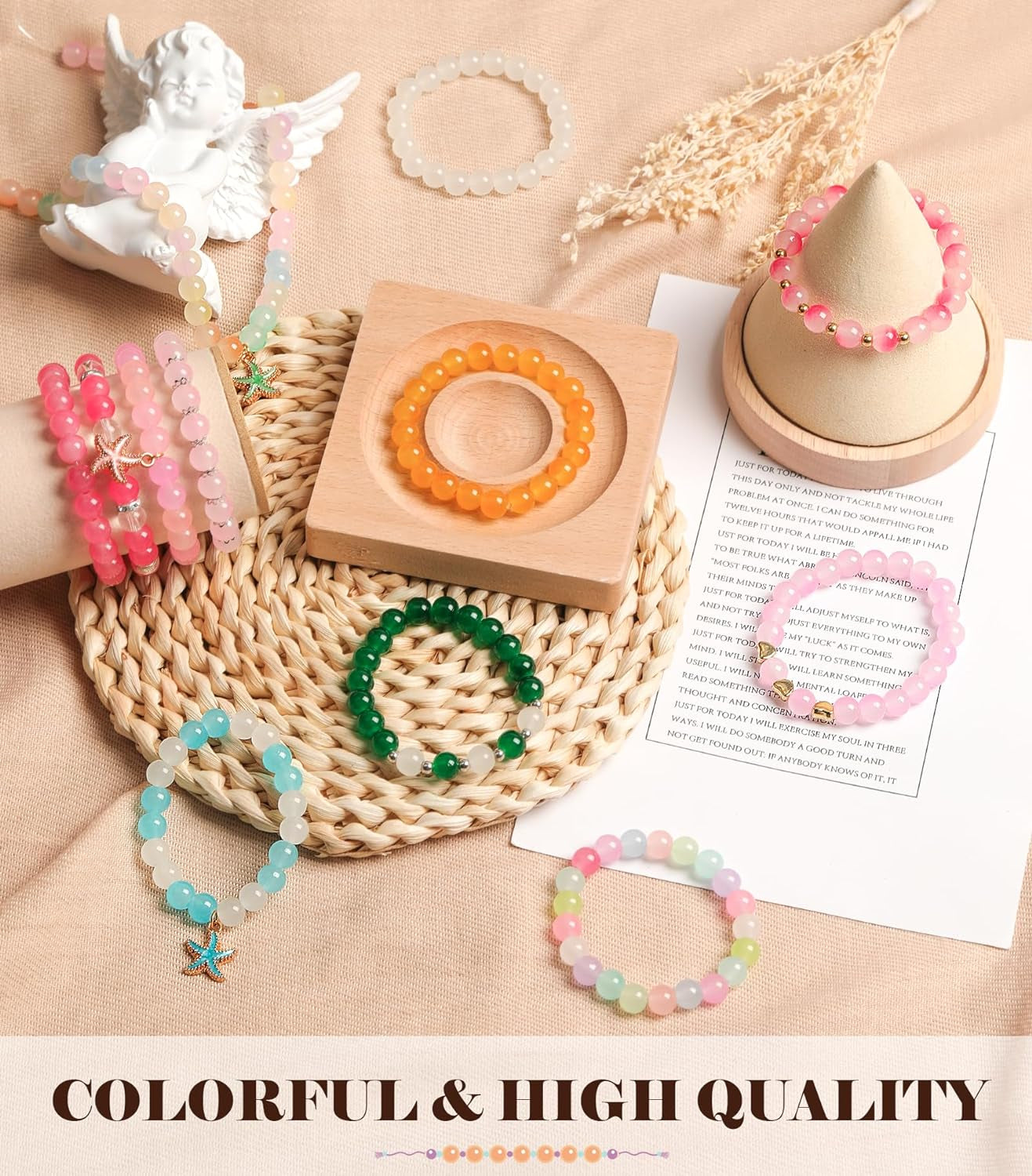 Glass Beads for Jewelry Making, 1520PCS 48 Colors 8Mm Crystal Beads Bracelets Making Kit with Star Pendants for Bracelet Necklace DIY Crafts Making