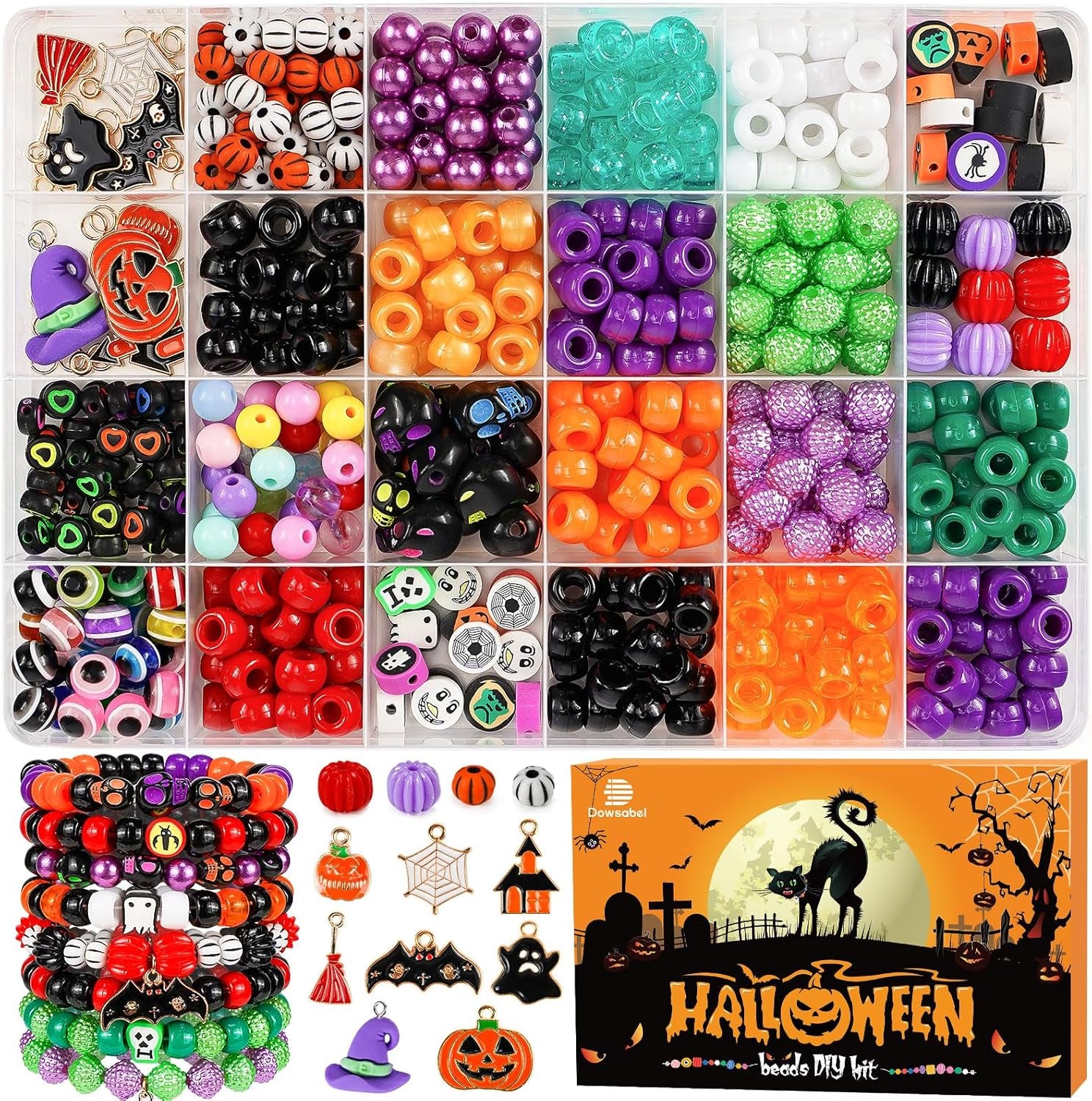 Bracelet Making Kit, Beads for Bracelets Making Pony Beads Polymer Clay Beads Smile Face Beads Letter Beads for Jewelry Making, DIY Arts and Crafts Gifts Toys for Girls Age 6-12