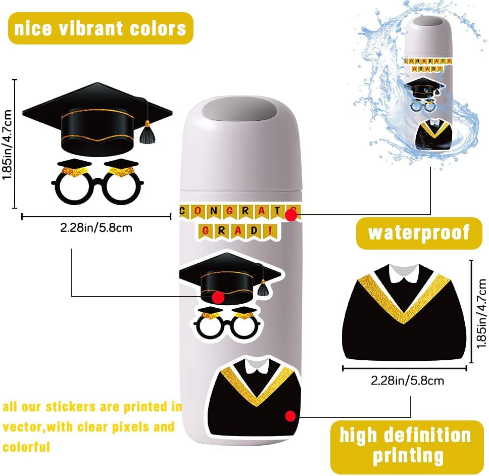 52PCS Graduation Stickers,Class of 2024 Graduation Scrapbooking Self-Adhesive Stickers Decals Label for Graduates High School College Graduation Party Favor Celebration Decorations Supplies