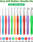 73 Pack Crochet Hooks Set, 13 PCS 2Mm(B)-10Mm(N) Ergonomic Soft Grip Crochet Handles Yarn Knitting Needles Kit with Case for Arthritic Hand, Crochet Starter Kit for Beginners and Lovers