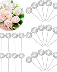 36 Pack Bouquet Pins Flower Pin round Diamond Crystal Floral Pins Rhinestone Wedding Corsages Pins Diamond Head Straight Pin for Wedding Bridal Jewelry Decoration (Glitter Style)