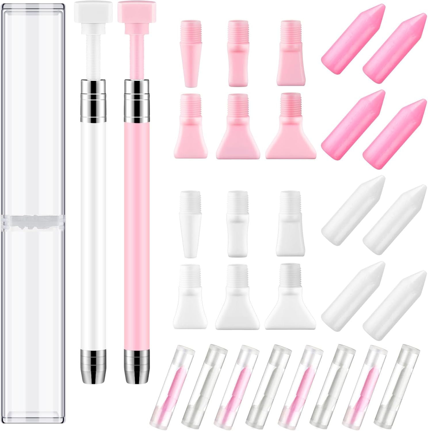 2 Pcs Diamond Painting Pen with 40 Pcs Diamond Painting Wax Diamond Painting Pen Replacement Wax Glue Diamond Art Accessories Tool Quickly Pick up Beads Gems for DIY Painting (Multiple Heads)