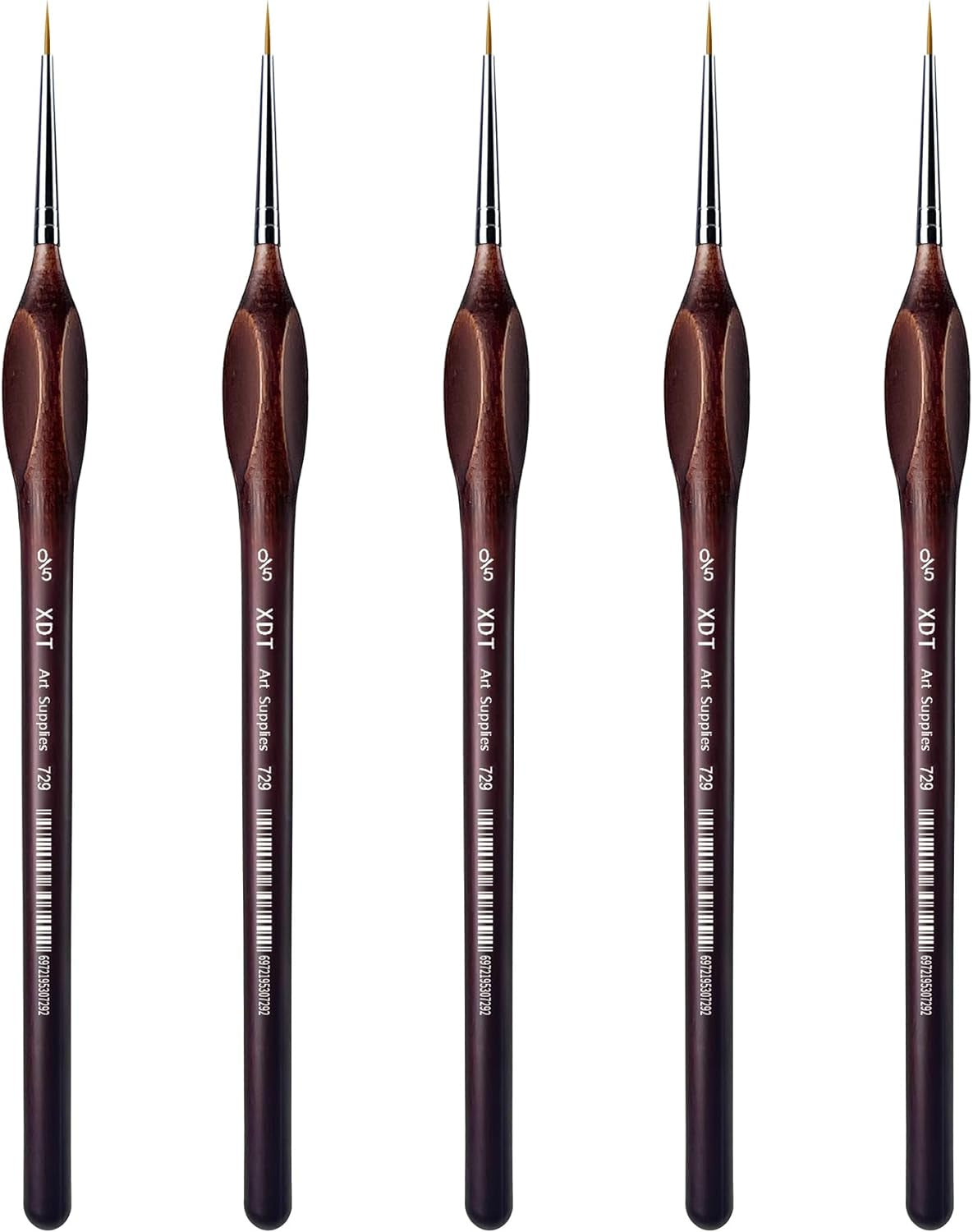XDT#729 Micro Detail Paint Brush Artist Pin Point Painting Brushes 5 Piece #00000 Set，Acrylic Watercolor Oil, Fine Detailing Painting, Art, Scale Models, Easy Grip Triangular Handles