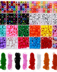 Bead Bracelet Making Kit,  Bead Friendship Bracelets Kit with Pony Beads Letter Beads Charm Beads and Elastic String for Bracelet and Jewelry Making Rainbow Colors