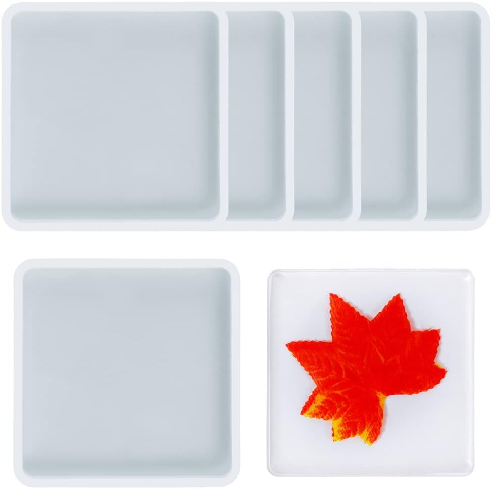 2PCS Different Size Silicone Resin Molds, Deep Rectangle Epoxy Resin Molds with Wooden Support, Large Size DIY Molds for Home Office Decoration Resin Casting