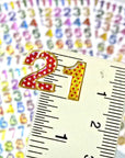 Colorful 0-9 Number, 10 Sheets Self-Adhesive Glitter Metallic Foil Reflective Sticker Decorative Scrapbook for Kid, Birthday Party, Photo, Card, Envelope, Diary, Album. Each Number 0.5 Inches High