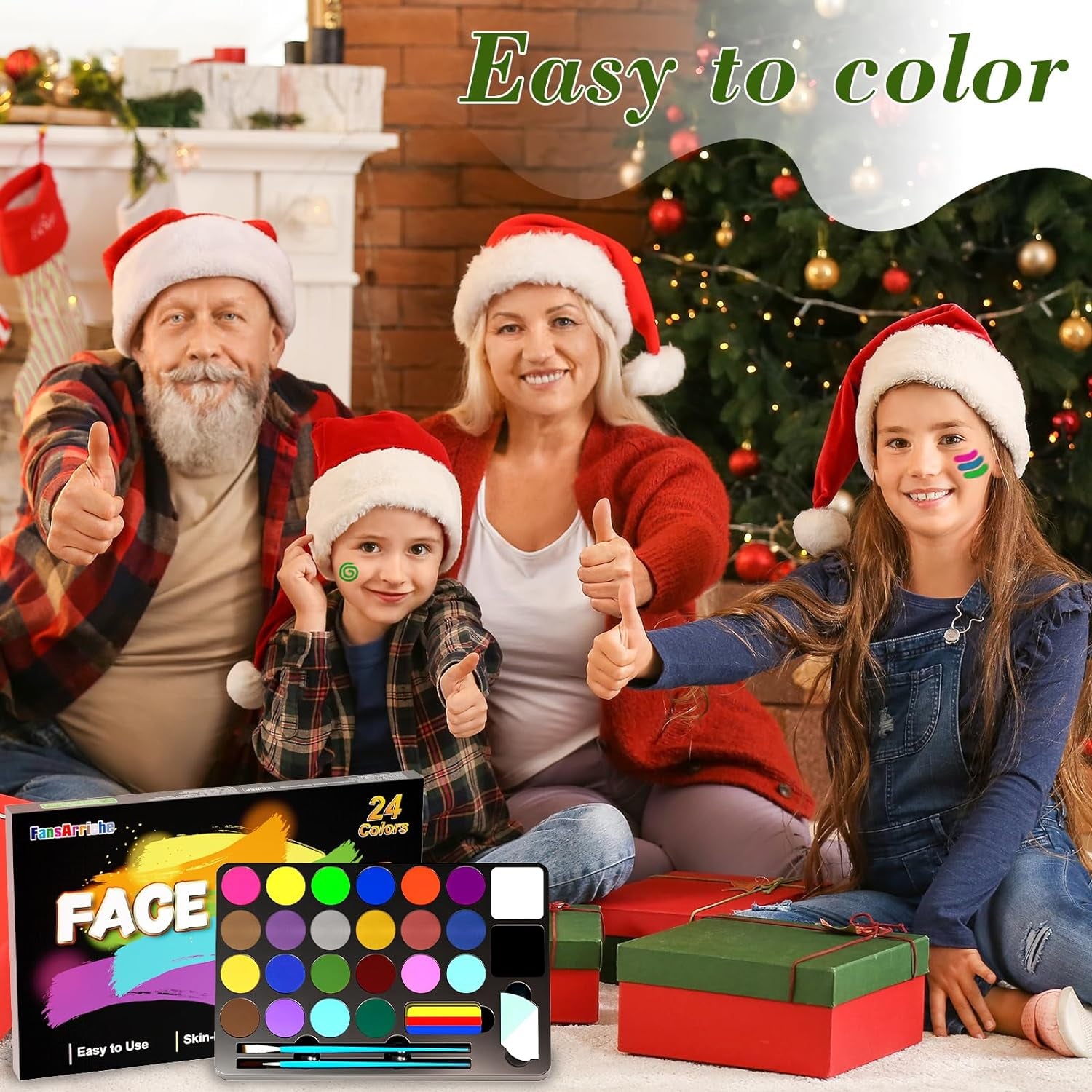 Face Painting Kit for Kids, Washable Face Painting Kit with Stencils, Professional Body Face Paint (24 Colors)