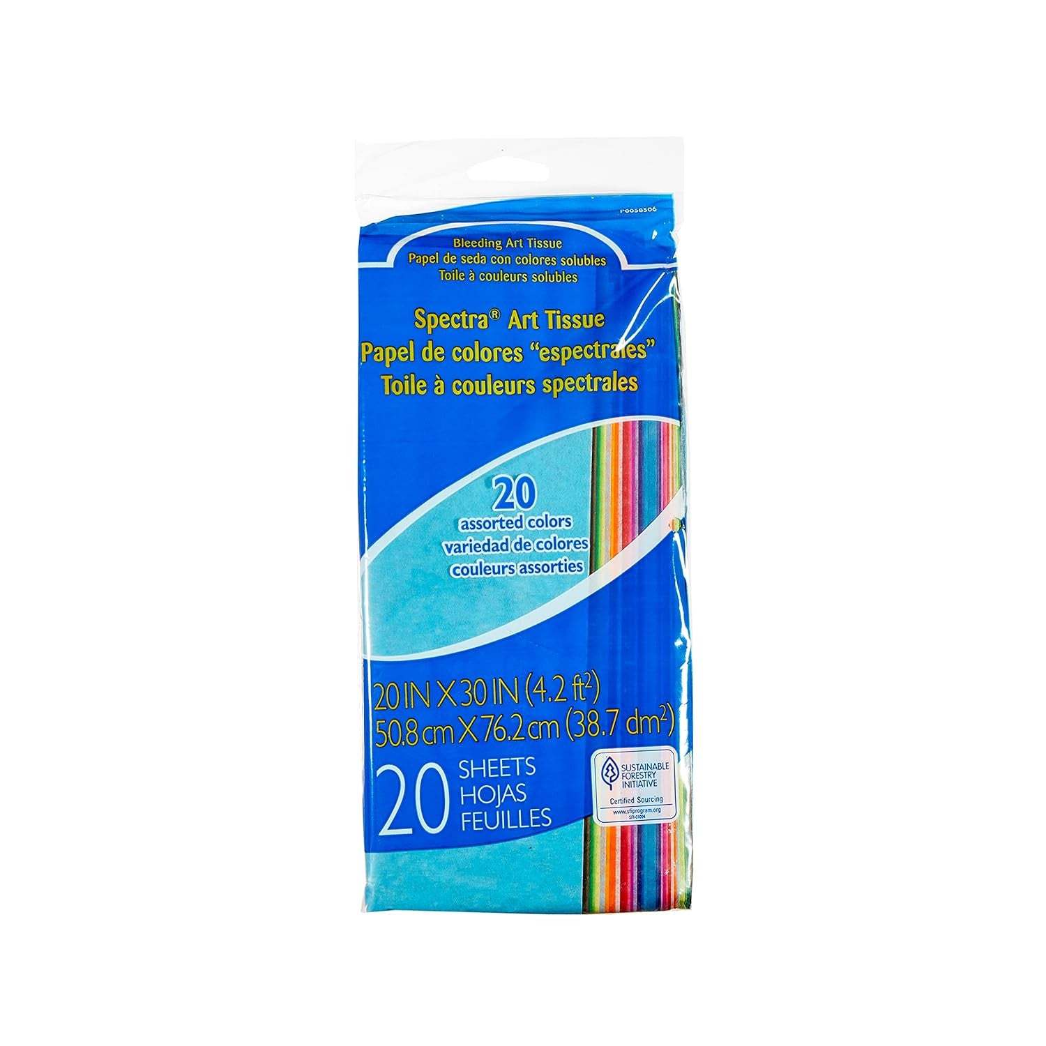 Spectra Deluxe Bleeding Art Tissue P0058506, 20 Assorted Colors, 20" X 30", 20 Sheets