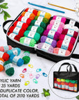 62 Acrylic Yarn Skeins, 2170 Yards Yarn for Knitting and Crochet, Includes 2 Crochet Hooks,2 Weaving Needles,10 Stitch Markers, Perfect Beginner Kit for for Adults Kids