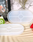 3 Pack Oval Coaster Mold Silicone Epoxy Resin Tray Mold Large DIY Casting Craft Decorating for Craft Jewelry Storage Home Decoration (Transparent White)