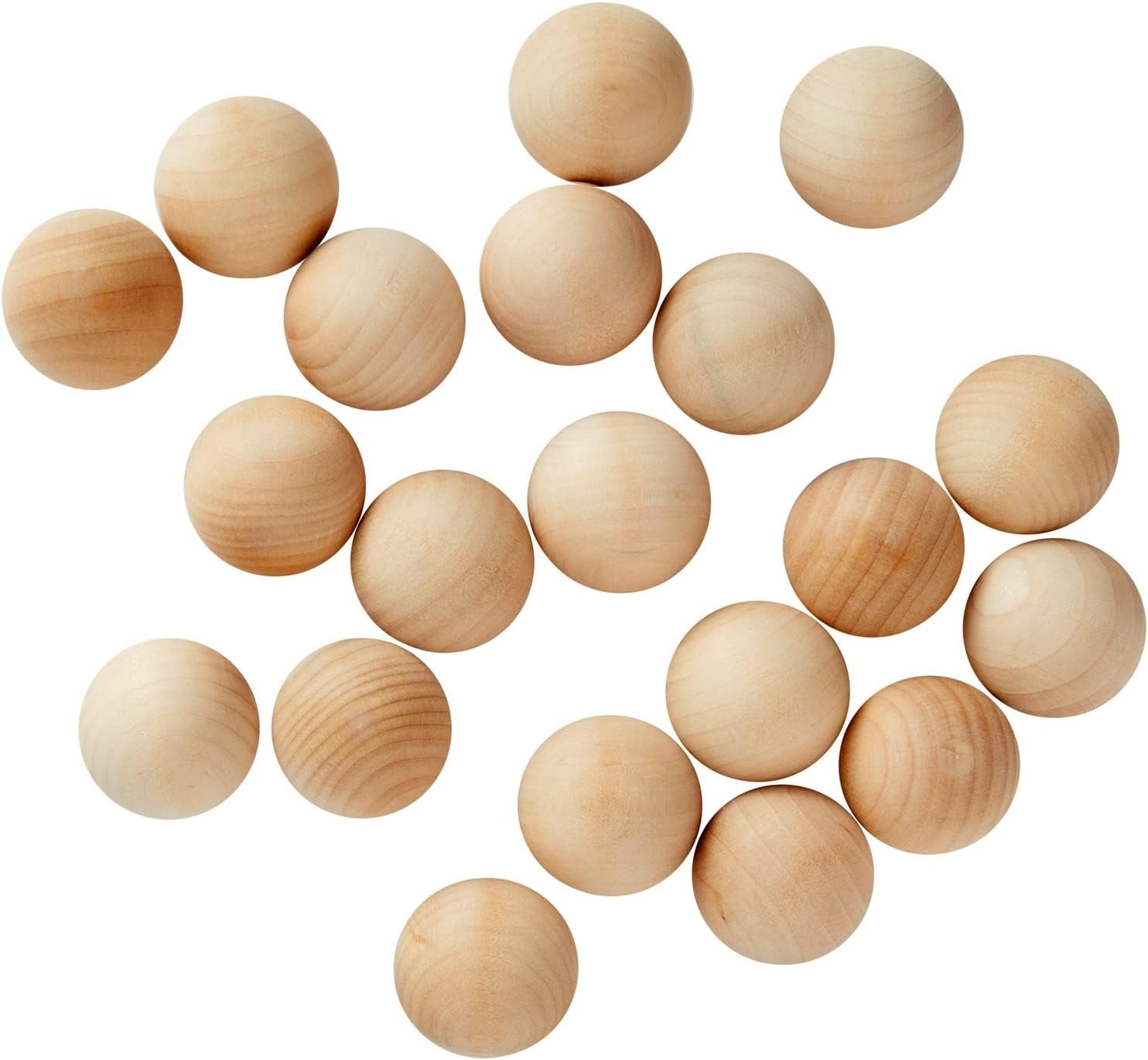 1.5 Inch Wooden Balls for Crafts, Unfinished round Wood Spheres for DIY Projects (20 Pack)
