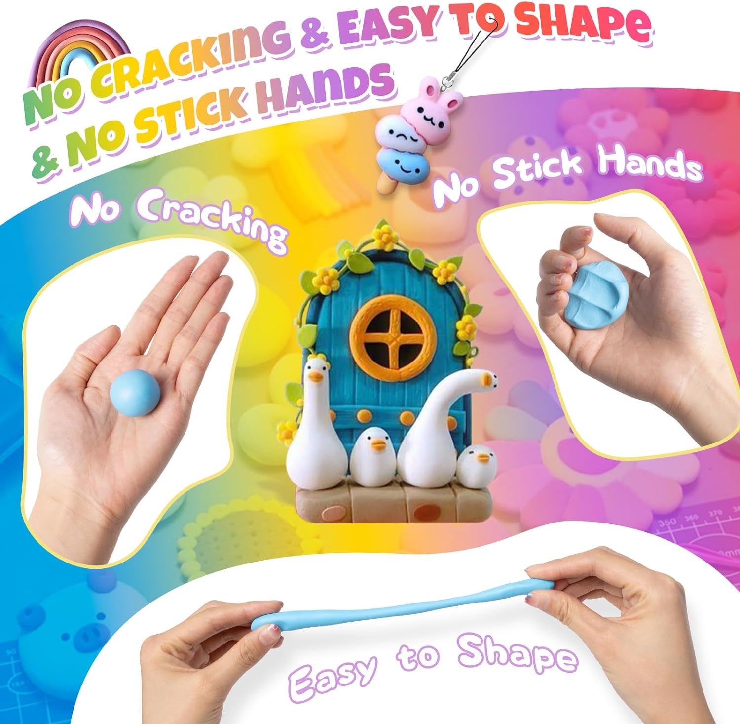 Polymer Clay, 50 Colors Modeling Clay for Kids, Non-Sticky Oven Bake Clay with Sculpting Tools and Accessories, DIY Starter Kits, Christmas Gift for Children and Artists