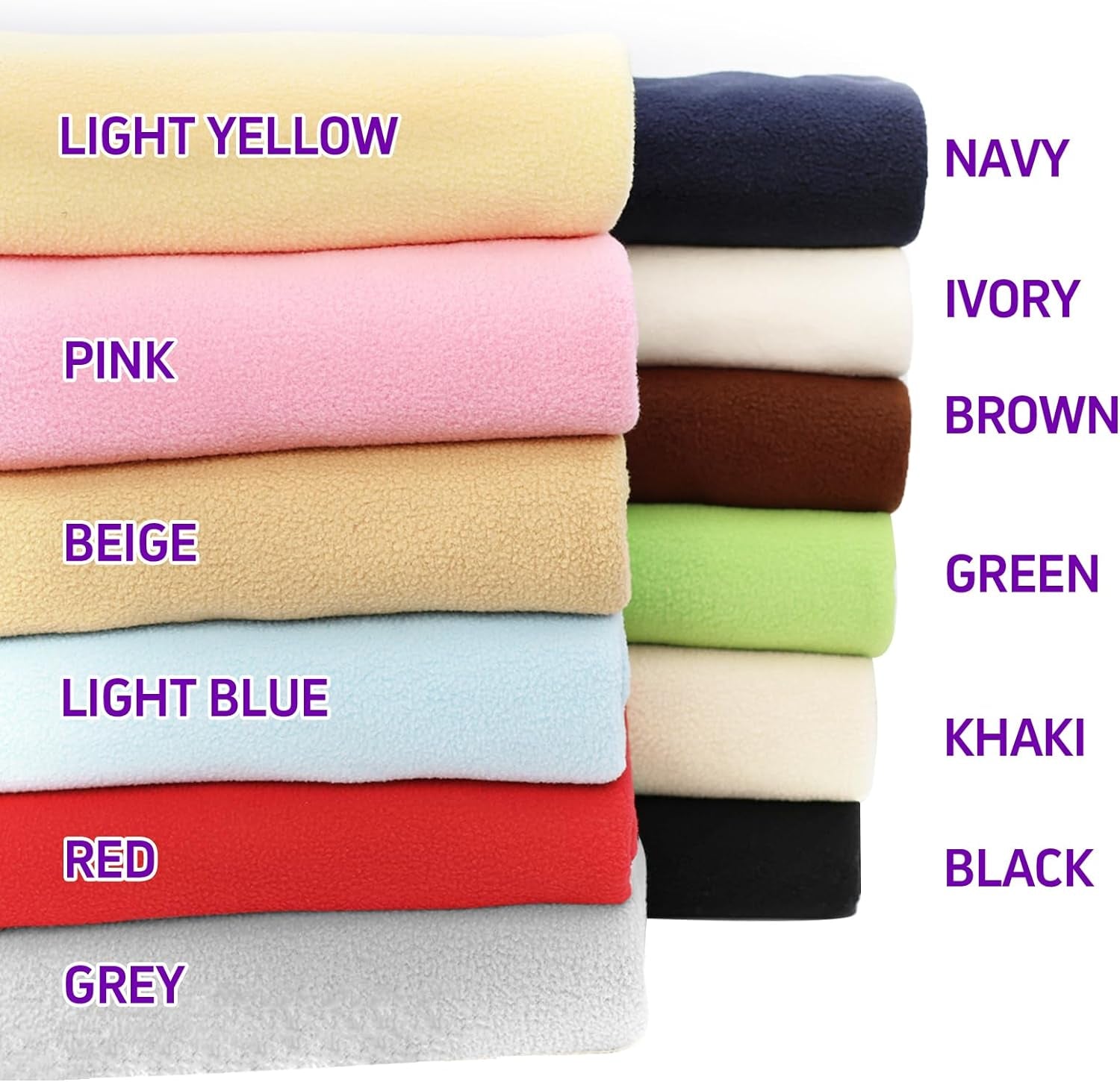12PCS Solid Color Knitted Polar Fleece Fabric | 20''X40'' | anti Pill Fabric Patchwork Polyester Plush Fleece Cloth for Sewing, Toys, Throw Blankets, PJ Pants, Booties, Eye Mask