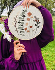 3 Pack Embroidery Starter Kit for Beginners Stamped Cross Stitch Kits with Cute Flowers and Plants Patterns with 1 Embroidery Hoop and Color Threads for Adults Kids