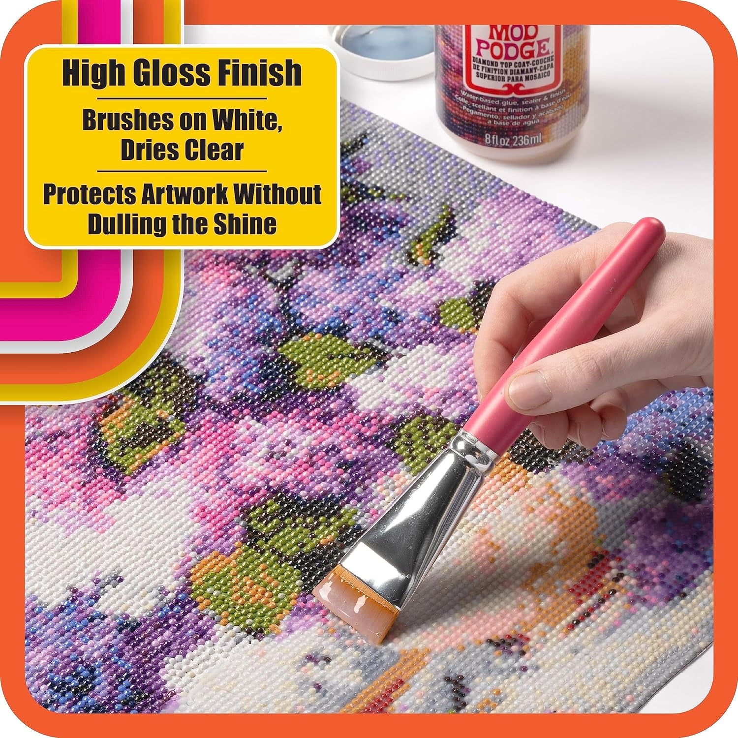Top Coat, Premium All-In-One Glue, Sealer, and Finish Perfect for Preserving Diamond Puzzle Arts and Crafts Projects, CS27590, Clear