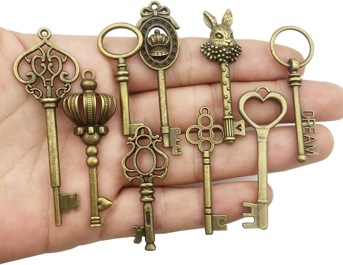 Vintage Skeleton Key in Antique Bronze Style - Set of 46Pcs (HM107)