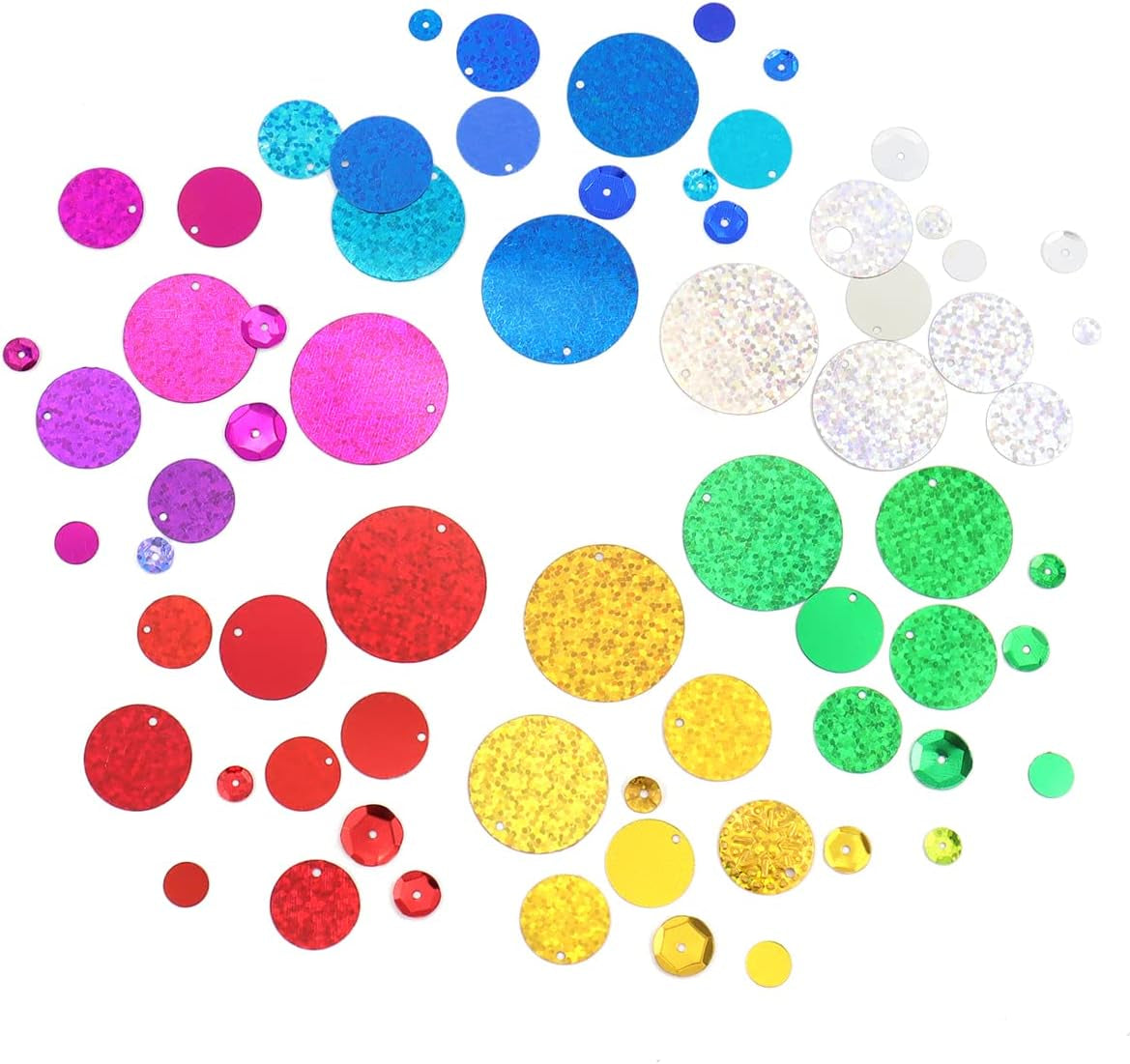 Mix Color round Bulk Loose Sequins and Spangles for Holiday Applique Arts Crafts and Embellishment DIY Making (Assorted Size)