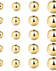 200 Pcs Mix 14K Gold Plated Beads Smooth Little round Spacer Beads Brass Long-Lasting Tarnish Resistant Seamless Loose Beads for DIY Bracelet Jewelry Making (3/4/5/6Mm-Gold)